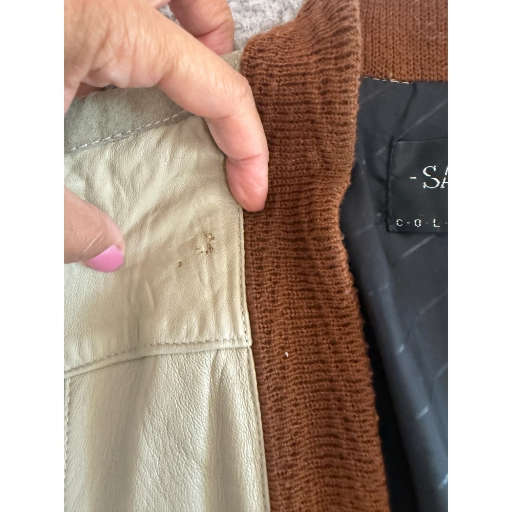 Vintage Leather Suede 3D Knit Sweater Jacket Mens XL Coogi Cosby 90s - Picture 4 of 9
